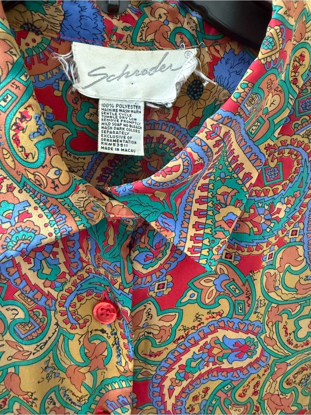 Multicolor Paisley Button-Up Dress - Red & Green Accent w/out belt